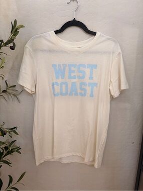 West Coast Graphic Tee - Cream with Light Blue Print